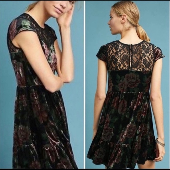 Anthropologie Deletta Anama Velvet Swing Dress NWT SZ M